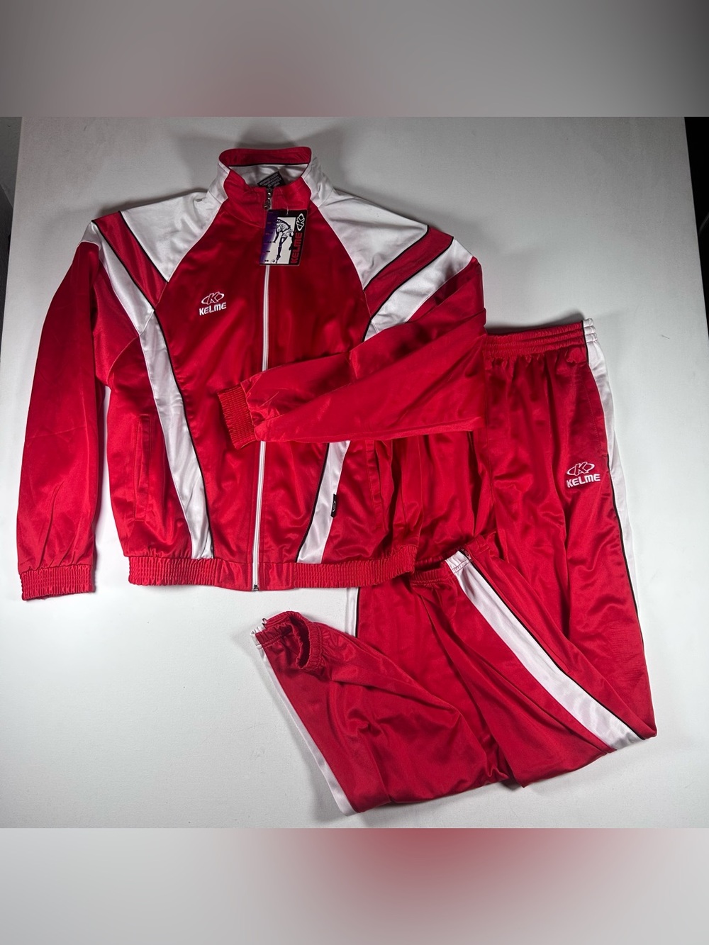 Kelme Futbol Track Suit Mens XL NWT Soccer Made Spain Red White 2 Piece